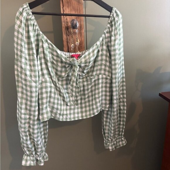 Guess / Green Gingham / Long Sleeve Blouse - Picture 1 of 9